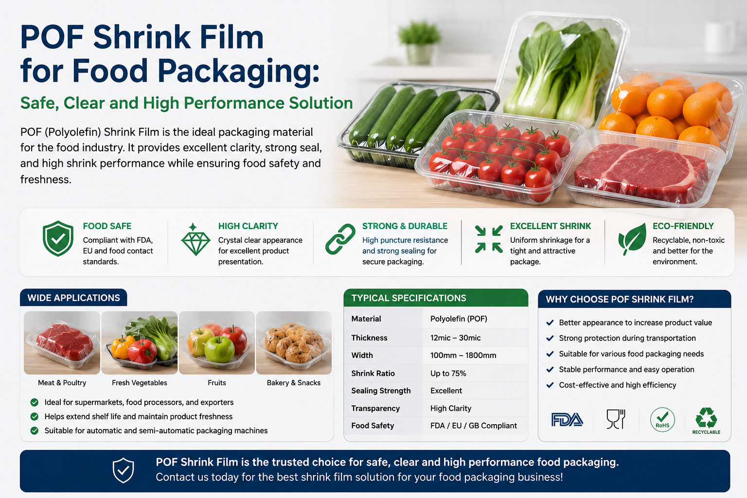 POF Shrink Film for Food Packaging: Safe, Clear and High-Performance Solution